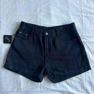 Zaful High Waisted Black Denim Short size M